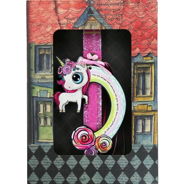 SYNCHRONIA HANDMADE CANDLE 30 cm RAINBOW UNICORN - FLOWERS