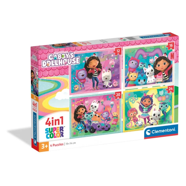 CLEMENTONI ΠΑΙΔΙΚΟ ΠΑΖΛ 4 ΣΕ 1 SUPER COLOR GABBY\'S DOLLHOUSE 12-16-20-24 ΤΜΧ