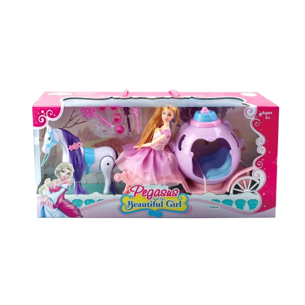 LARGE PRINCESS CARRIAGE WITH HORSE & ACCESSORIES