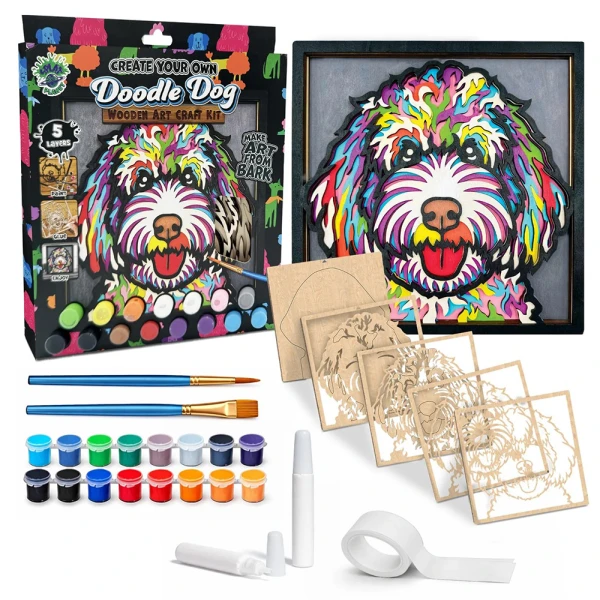 SPLAT PLANET WOODEN ART CRAFT KIT DOODLE DOG