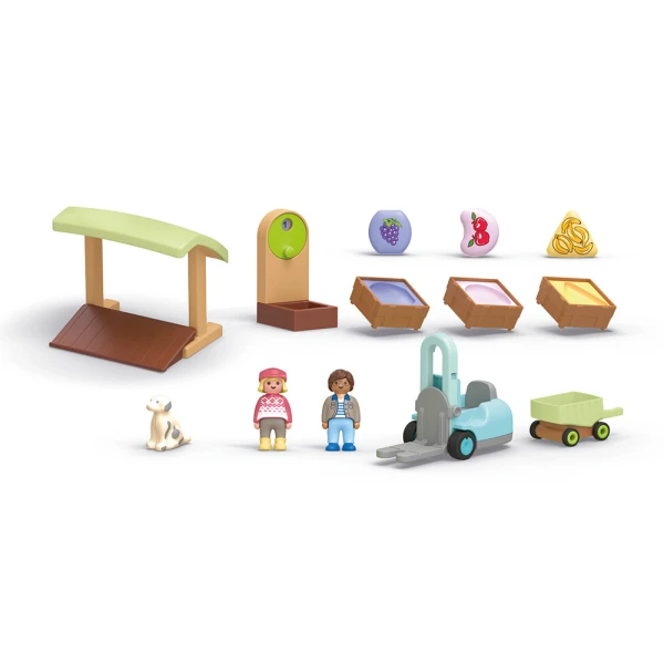 PLAYMOBIL JUNIOR ORGANIC MARKET STALL & FORKLIFT