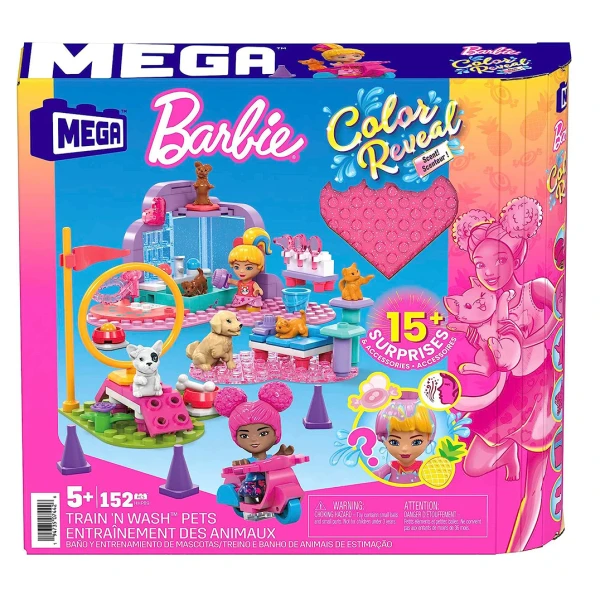 MEGA BARBIE COLOR REVEAL - TRAIN N WASH PETS 152 pcs