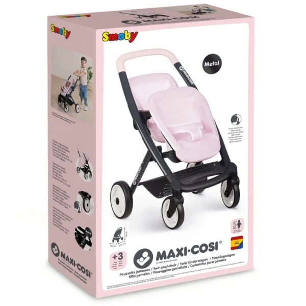 SMOBY MAXI-COSI ΚΑΡΟΤΣΙ ΔΙΔΥΜΩΝ ΡΟΖ ΓΙΑ ΚΟΥΚΛΑ-ΜΩΡΟ
