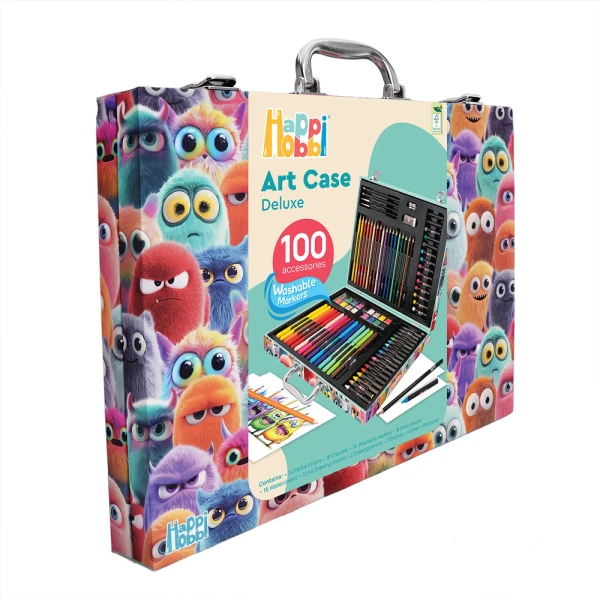 HAPPIHOBBI ART CASE DELUXE LITTLE MONSTERS 100 ACCESSORIES FOR 3+ AGES