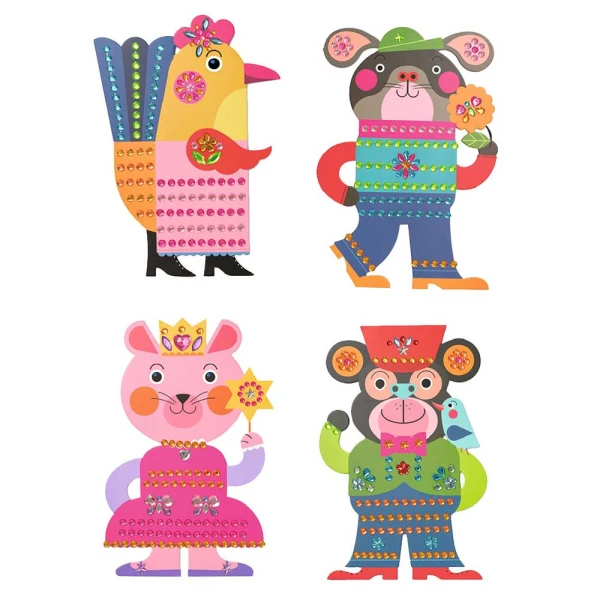 DJECO DECORATE WITH GEM STICKERS - ANIMAL PICTURES