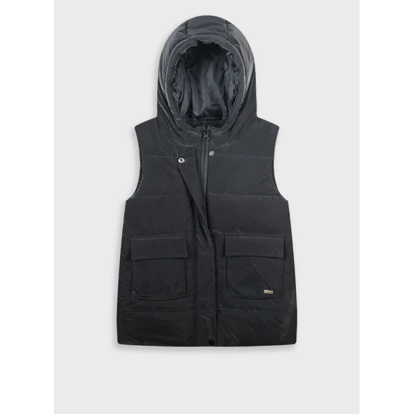 ENERGIERS SLEEVELESS JACKET WITH HOOD GIRL BLACK