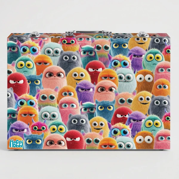 HAPPIHOBBI ART CASE DELUXE LITTLE MONSTERS 100 ACCESSORIES FOR 3+ AGES