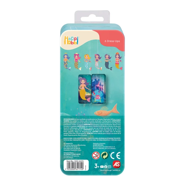 HAPPIHOBBI MAGNET TINS CITY HEROES - FASHION GIRL - MERMAID PRINCESS EDUCATIONAL PAPER MAGNETS - 3 DESIGNSMAGNETS FOR AGES 3+ - 2 DESIGNS
