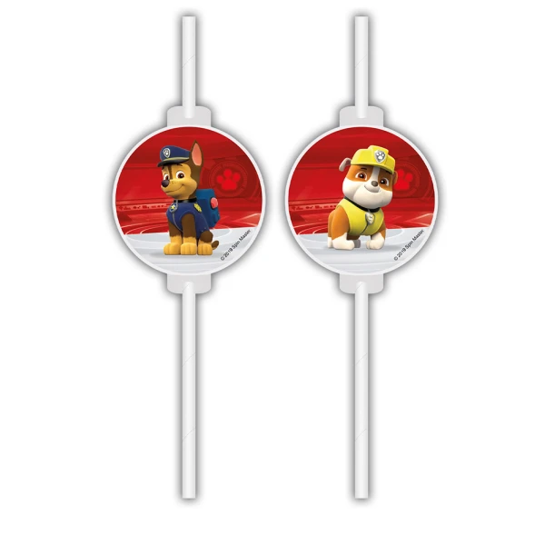 PAPER STRWS 4 pcs PAW PATROL READY FOR ACTION