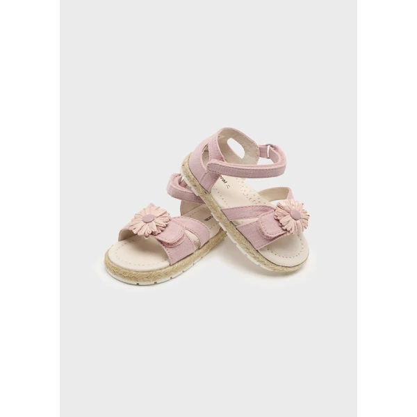 MAYORAL SANDALS JUTE FLOWER PINK