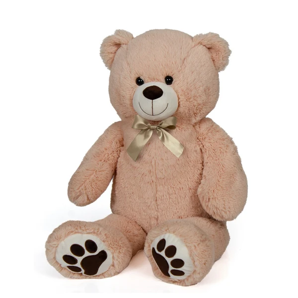 PLUSH STANDING BEIGE BEAR 60 cm WITH BOW