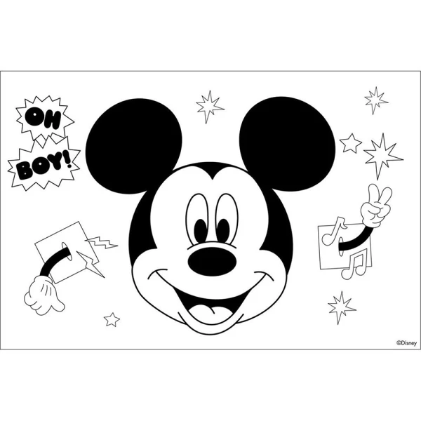 DRAWING PAD 23Χ33 cm 40 SHEETS WITH STICKERS & STENCIL MICKEY - 2 DESIGNS
