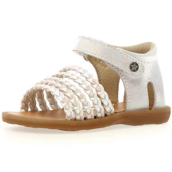 NATURINO KIDS SANDALS RUBINO IRIDESCENT WHITE-SILVER
