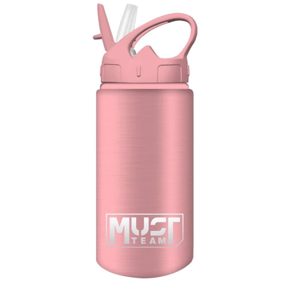MUST ALUMINUM WATER BOTTLE 500ml 7Χ19,5 cm WITH STRAW BRIGHT PINK