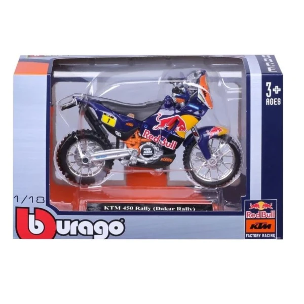 BBURAGO MOTORCYCLE 1:18 RED BULL KTM RACING - 3 DESIGNS
