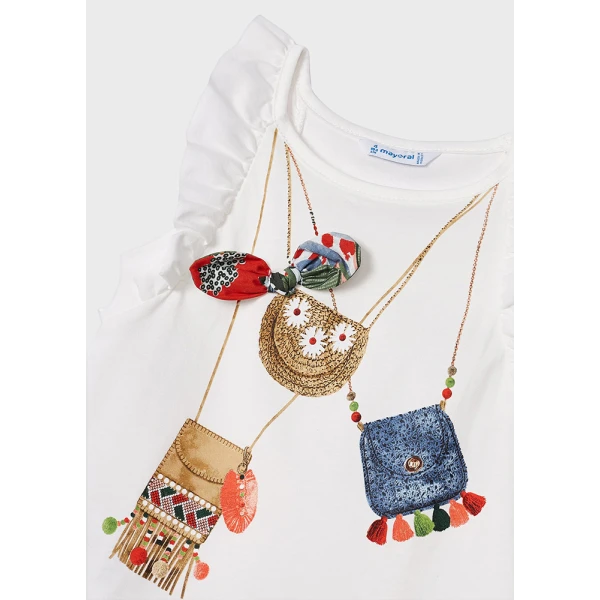 MAYORAL BLOUSE WITH STRAPS BAG ECRU