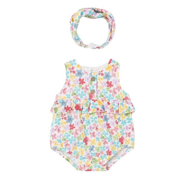 MAYORAL SHORΤ BODYSUIT WITH HAIRBAND TURQUOISE