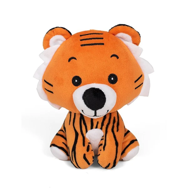 PLUSH ANIMALS 18 cm WITH RATTLE - 6 DESIGNS