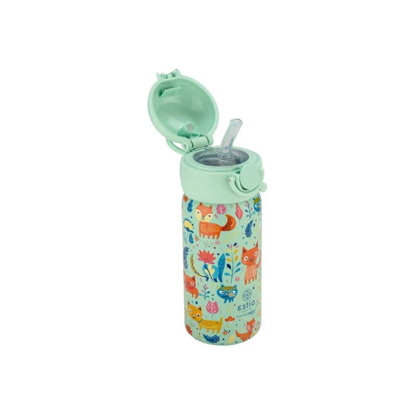 ESTIA HOME ART KIDS THERMAL TRAVEL WONDER BOTTLE 350ml - FELINE FOLIAGE