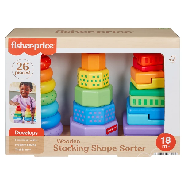 FISHER PRICE ΕΚΠΑΙΔΕΥΤΙΚΟ ΠΑΙΧΝΙΔΙ ΞΥΛΙΝΕΣ ΠΥΡΑΜΙΔΕΣ - ΠΟΛΥΧΡΩΜΑ ΣΧΗΜΑΤΑ