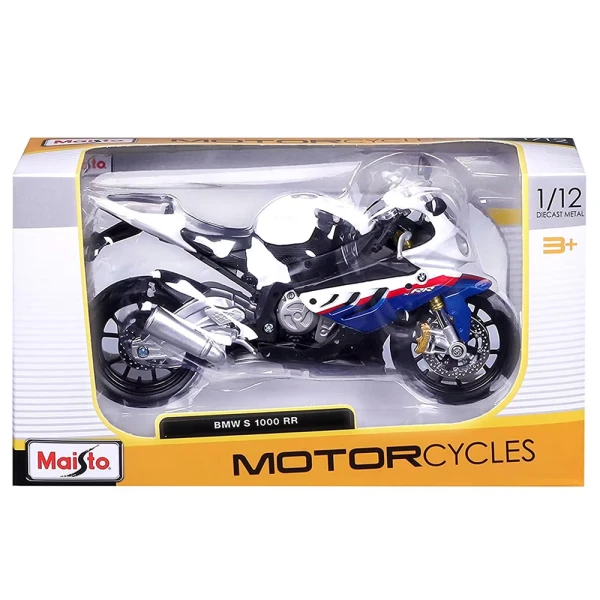 MAISTO 1:12 MOTORCYCLES - BMW S 1000 RR WHITE/BLUE