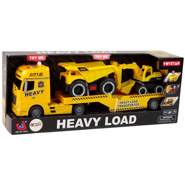 EXCAVATOR & TRUCK TRANSPORT TRUCK WITH SOUNDS AND LIGHTS