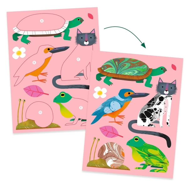 DJECO MARBLE-EFFECT STICKER ART - JUNGLE ANIMALS