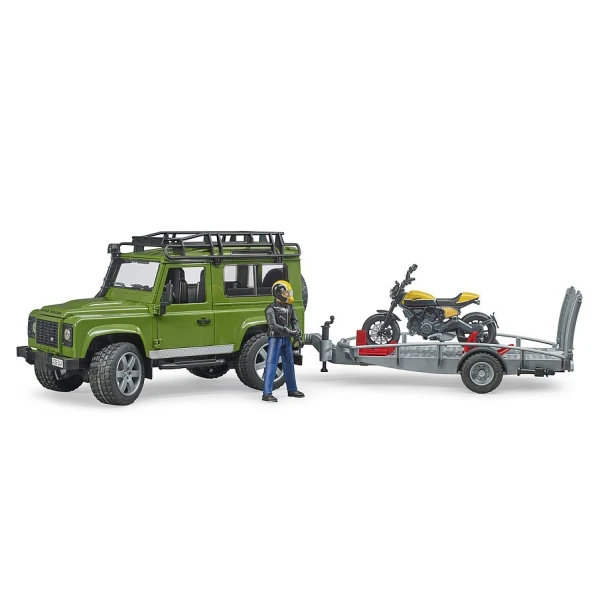 BRUDER LAND ROVER ΜΕ ΤΡΕΙΛΕΡ, ΜΗΧΑΝΗ DUCATI ΚΑΙ ΟΔΗΓΟ