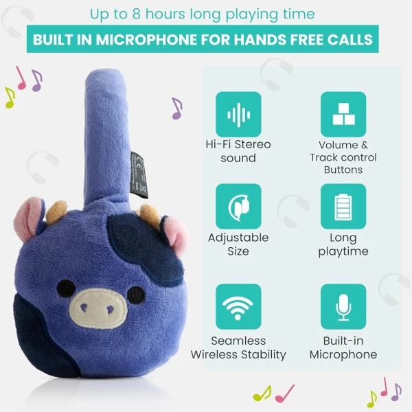 SQUISHMALLOWS PLUSH BLUETOOTH HEADPHONES - INGRED THE COW