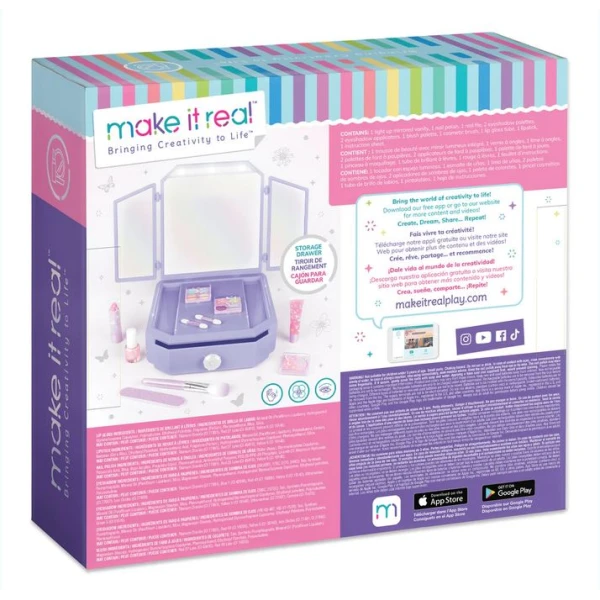 MAKE IT REAL DELUXE LIGHT UP MIRRORED VANITY AND COSMETIC SET