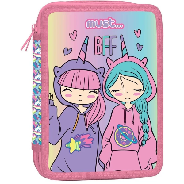 MUST DOUBLE FILLED PENCIL CASE 15X5X21 cm BEST FRIENDS FOR EVER