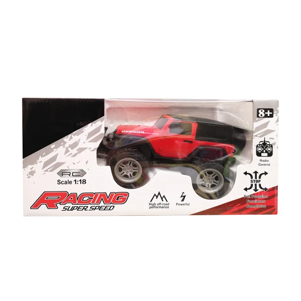 REMOTE CONTROL JEEP 1:18 WITH LIGHTS, USB - RED
