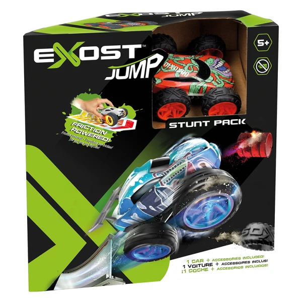 EXOST JUMP TOY CAR FRICTION POWERED WITH RAMP AND OBSTACLES - 3 DESIGNS