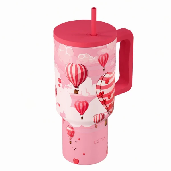 ESTIA HOME ART THERMAL BOTTLE STRAW TUMBLER XL 900ml - LOVE ASCEND