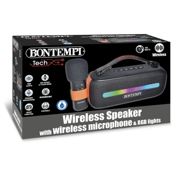 BONTEMPI WIRELESS SPEAKER WITH HANDLE AND WIRELESS MICROPHONE