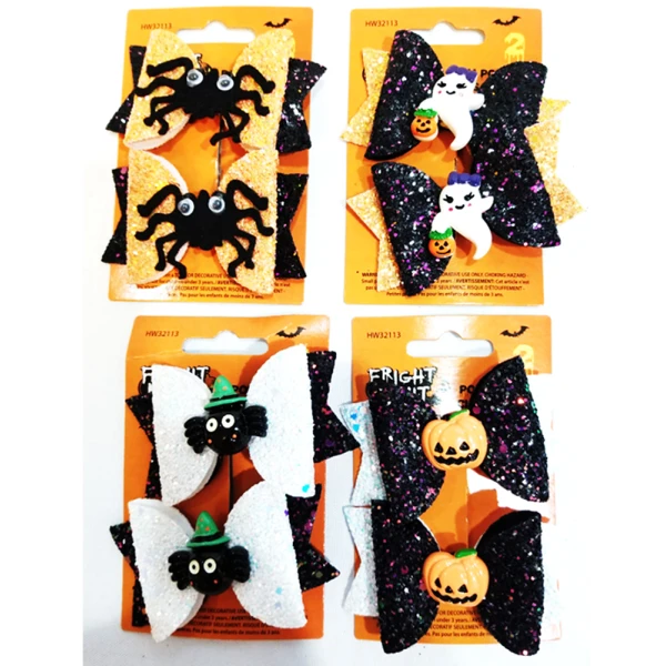 HALLOWEEN RIBBONS HAIR CLIPS 8X5 cm - 4 DESIGNS