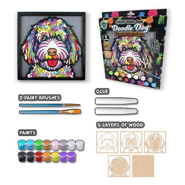 SPLAT PLANET WOODEN ART CRAFT KIT DOODLE DOG