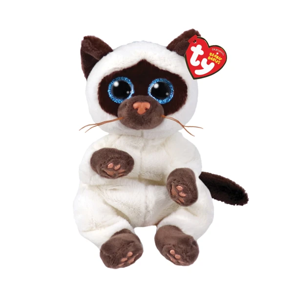 TY BEANIE BELLIES MISO PLUSH CAT SIAMESE WHITE 15 cm