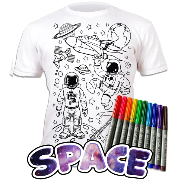 SPLAT PLANET WASHABLE COLOURING T-SHIRT SPACE WITH MARKERS (7-8 YEARS)