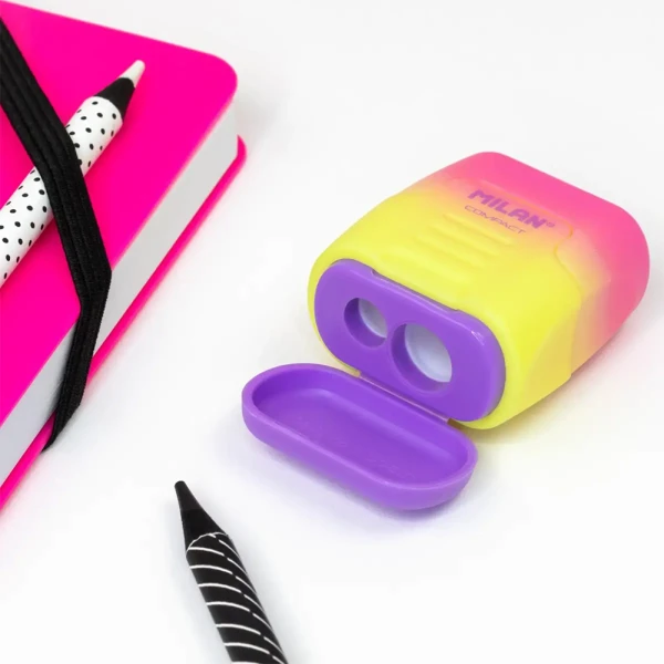 MILAN DOUBLE SHARPENER COMPACT SUNSET - 4 COLOURS