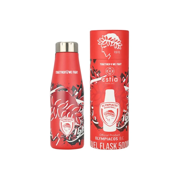 ESTIA HOME ART THERMAL TRAVEL FLASK 500ml - OLYMPIACOS TOGETHER WE FIGHT