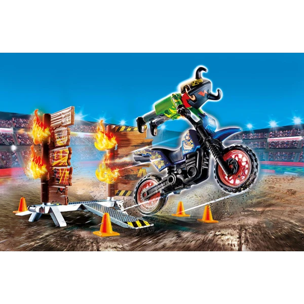 PLAYMOBIL STUNT SHOW ΜΗΧΑΝΗ MOTOCROSS ΜΕ ΦΛΕΓΟΜΕΝΟ ΤΟΙΧΟ