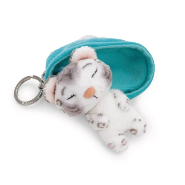 SLEEPING PETS PLUSH KEYHOLDER 8 cm - SNOW LEOPARD
