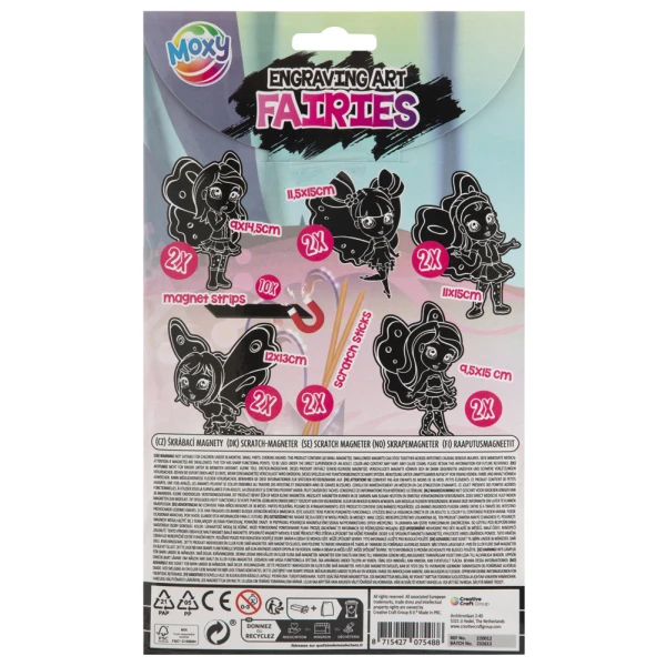 SCRATCH MAGNETS 10 PIECES - 2 DESIGNS FAIRY-DINOSAUR