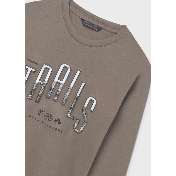 MAYORAL LONG-SLEEVE T-SHIRT TRAILS GREY-GREEN