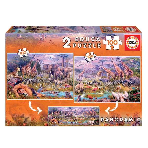 EDUCA PUZZLE 2X100 pcs. - WILD ANIMALS