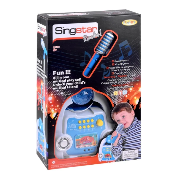 KARAOKE SET WITH LIGHTS AND SOUNDS WITH MICROPHONE AND STAND BLUE