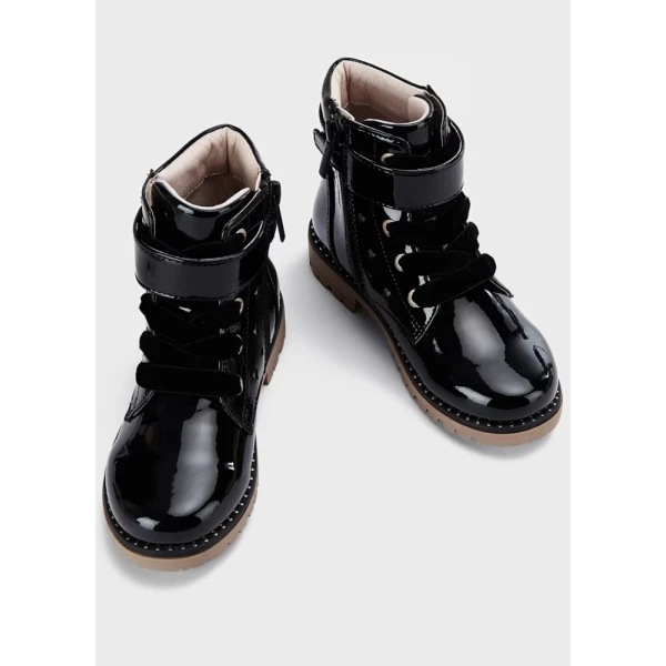 MAYORAL ANKLE BOOT BIKER PATENT BLACK