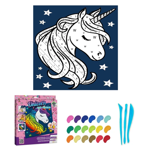 SPLAT PLANET MESS-FREE PAINT KIT WITH CLAY UNICORN CANVAS MOUNTED