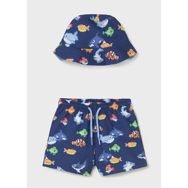 MAYORAL SET SWIMSUIT WITH HAT BLUE 